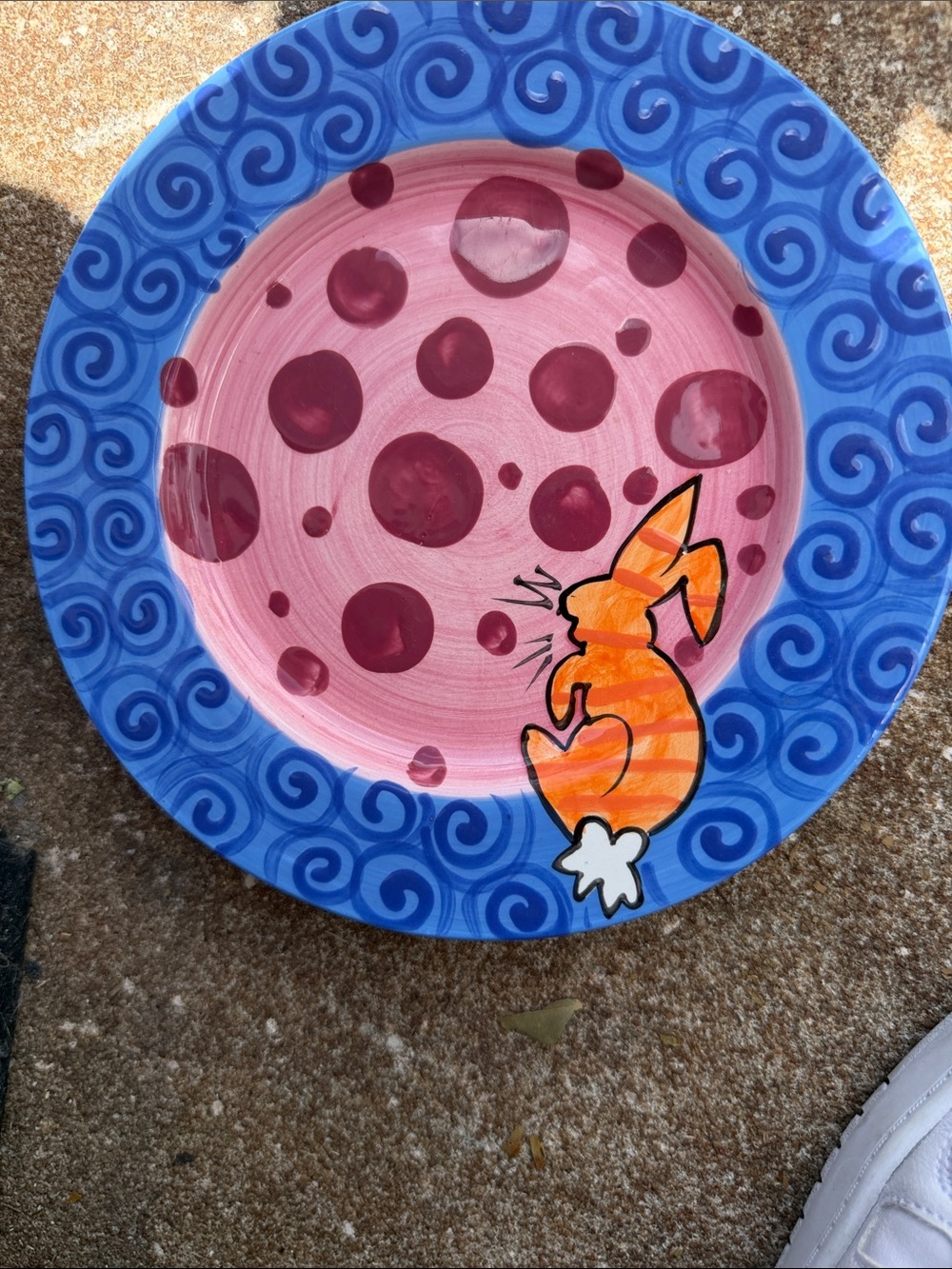 T Gabells Too Hand-Painted Decorative Plate — Blue, Pink, Orange. Collectible